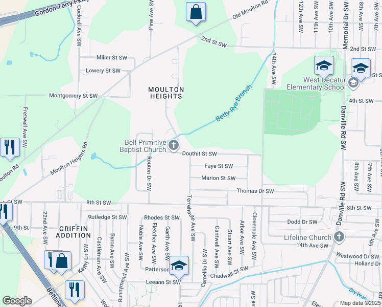 map of restaurants, bars, coffee shops, grocery stores, and more near 1000 Terre Haute Avenue in Decatur