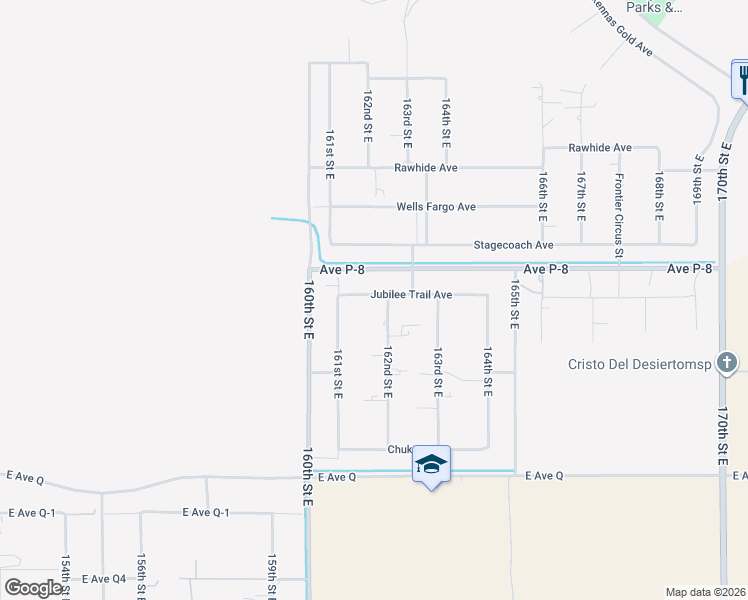 map of restaurants, bars, coffee shops, grocery stores, and more near 39153 162nd Street East in Palmdale