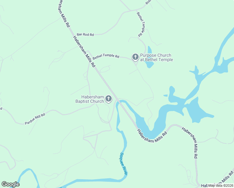 map of restaurants, bars, coffee shops, grocery stores, and more near 2294 Habersham Mills Road in Demorest