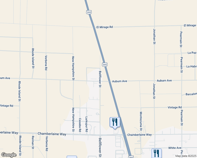map of restaurants, bars, coffee shops, grocery stores, and more near 2 Bellflower Street in Adelanto