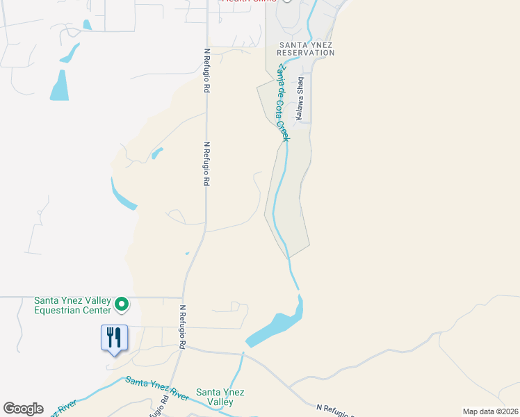 map of restaurants, bars, coffee shops, grocery stores, and more near 350 North Refugio Road in Santa Ynez