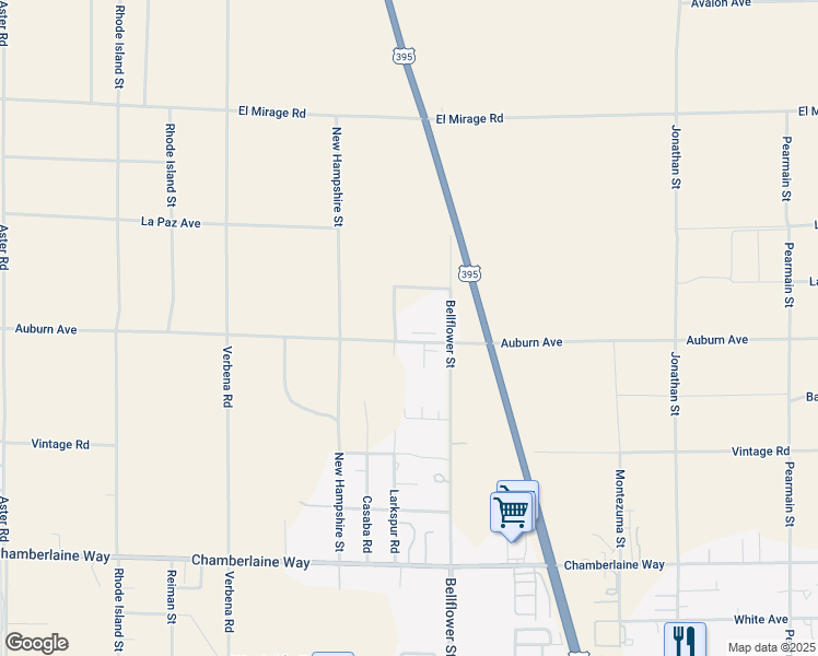 map of restaurants, bars, coffee shops, grocery stores, and more near 11200 Auburn Avenue in Adelanto