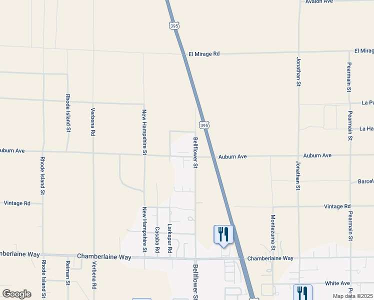map of restaurants, bars, coffee shops, grocery stores, and more near 11210 Auburn Avenue in Adelanto