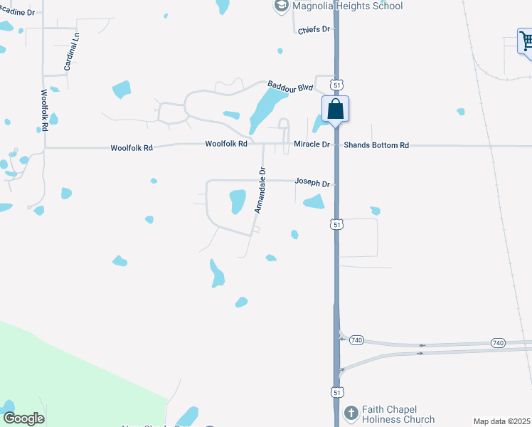 map of restaurants, bars, coffee shops, grocery stores, and more near 115 Annandale Drive in Senatobia