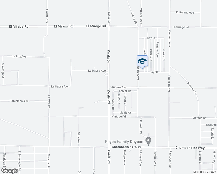 map of restaurants, bars, coffee shops, grocery stores, and more near Auburn Avenue in Adelanto