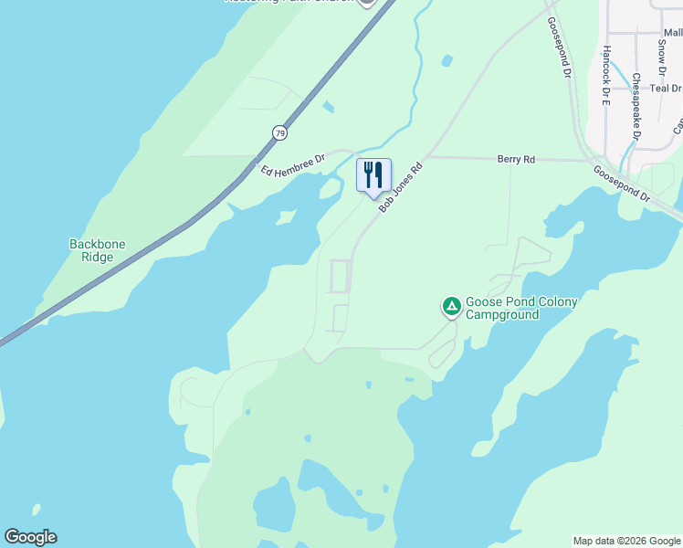 map of restaurants, bars, coffee shops, grocery stores, and more near 118 Waterford Trail in Scottsboro