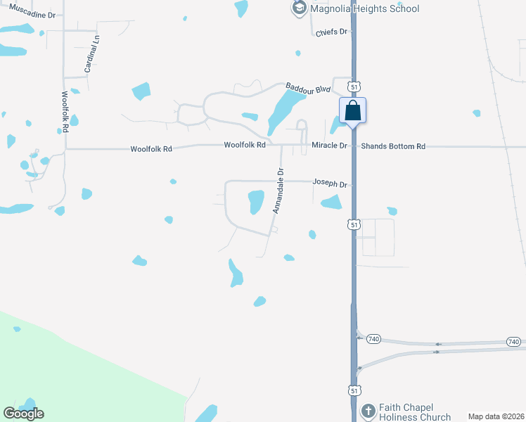 map of restaurants, bars, coffee shops, grocery stores, and more near 112 Annandale Drive in Senatobia