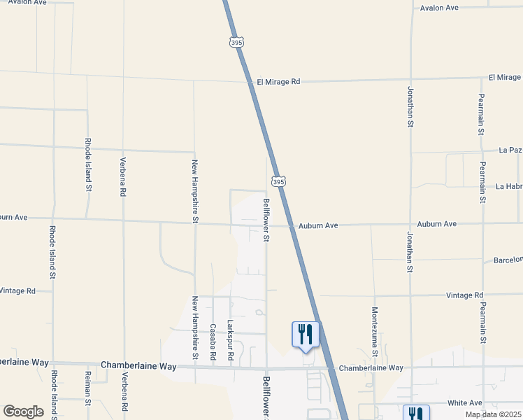 map of restaurants, bars, coffee shops, grocery stores, and more near 26 Bellflower Street in Adelanto