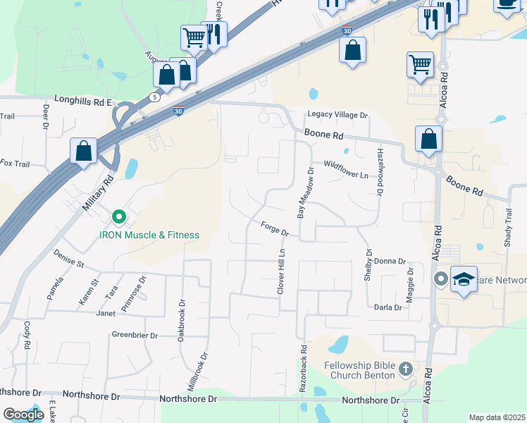 map of restaurants, bars, coffee shops, grocery stores, and more near 3423 Heritage Farm Drive in Benton