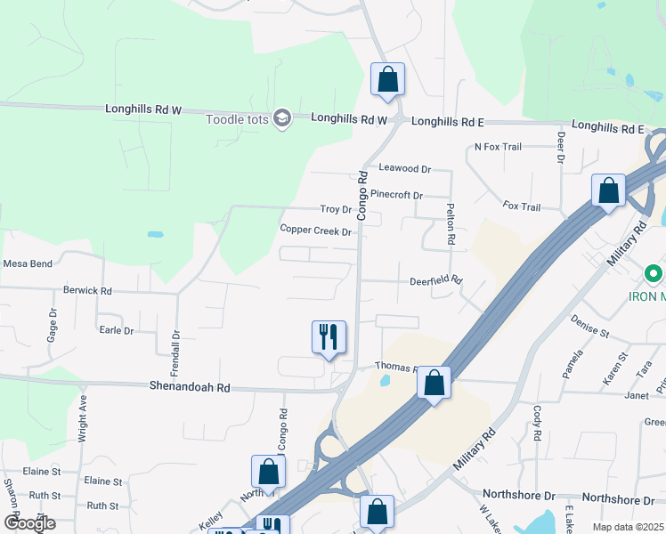 map of restaurants, bars, coffee shops, grocery stores, and more near 203 Summerwood Drive in Benton