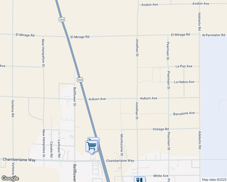 map of restaurants, bars, coffee shops, grocery stores, and more near Auburn Avenue in Adelanto