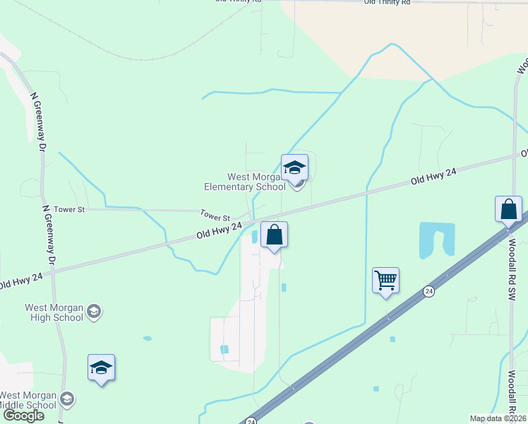 map of restaurants, bars, coffee shops, grocery stores, and more near 40 Tower Court in Trinity