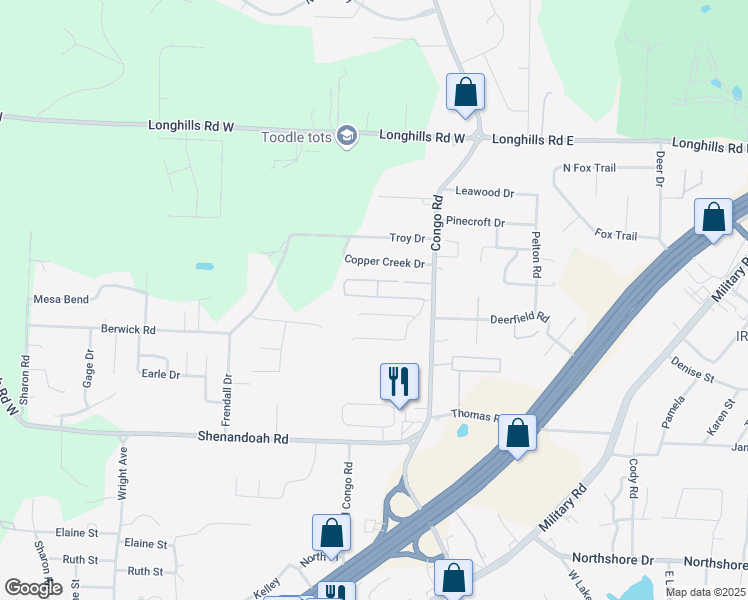 map of restaurants, bars, coffee shops, grocery stores, and more near 227 Summerwood Drive in Benton