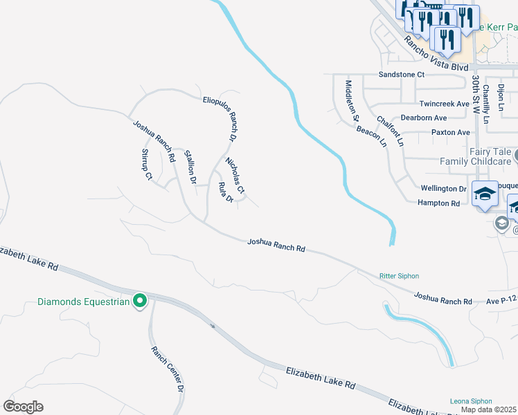 map of restaurants, bars, coffee shops, grocery stores, and more near 39660 Nicholas Court in Palmdale