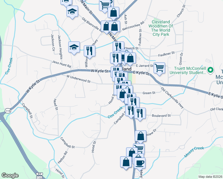 map of restaurants, bars, coffee shops, grocery stores, and more near 73 West Underwood Street in Cleveland