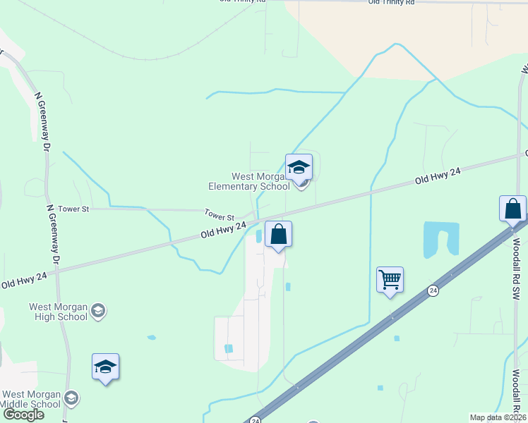 map of restaurants, bars, coffee shops, grocery stores, and more near 40 Tower Court in Trinity