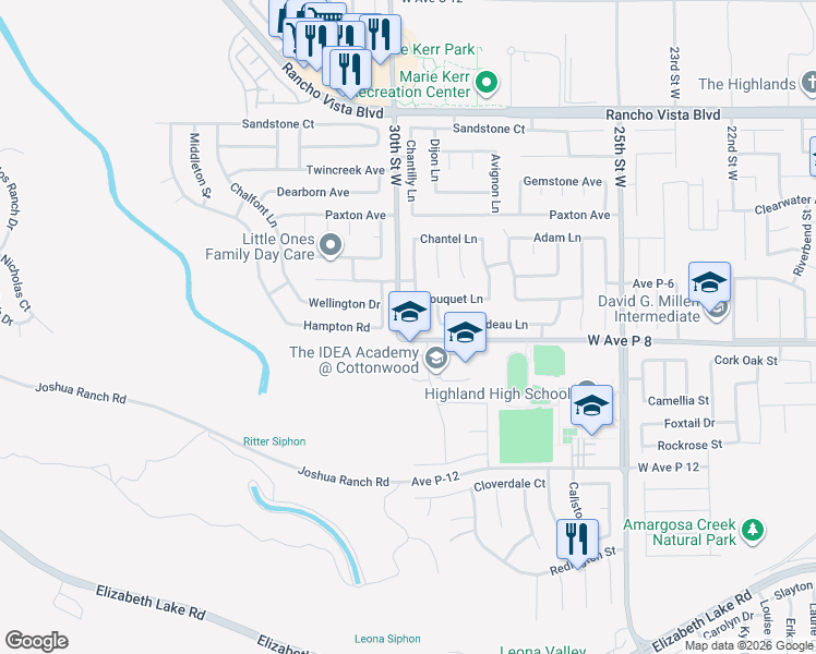 map of restaurants, bars, coffee shops, grocery stores, and more near in Leona Valley