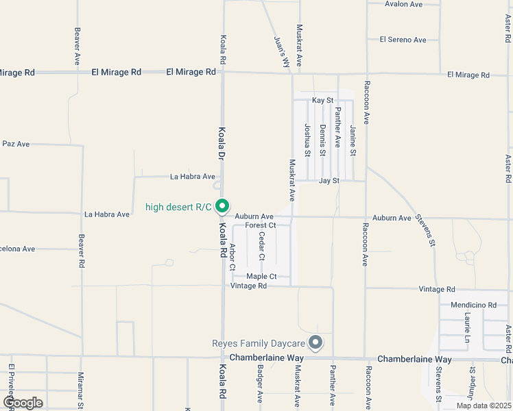 map of restaurants, bars, coffee shops, grocery stores, and more near 18985 Koala Road in Adelanto