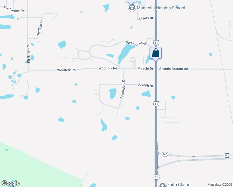 map of restaurants, bars, coffee shops, grocery stores, and more near 112 Annandale Dr in Senatobia
