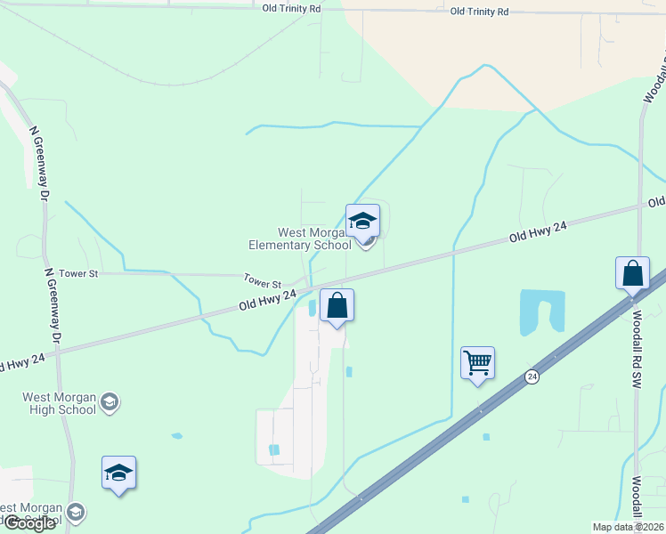 map of restaurants, bars, coffee shops, grocery stores, and more near 40 Tower Court in Trinity