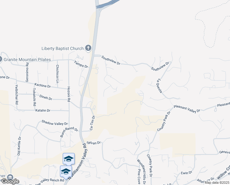 map of restaurants, bars, coffee shops, grocery stores, and more near 2942 Southpark in Prescott