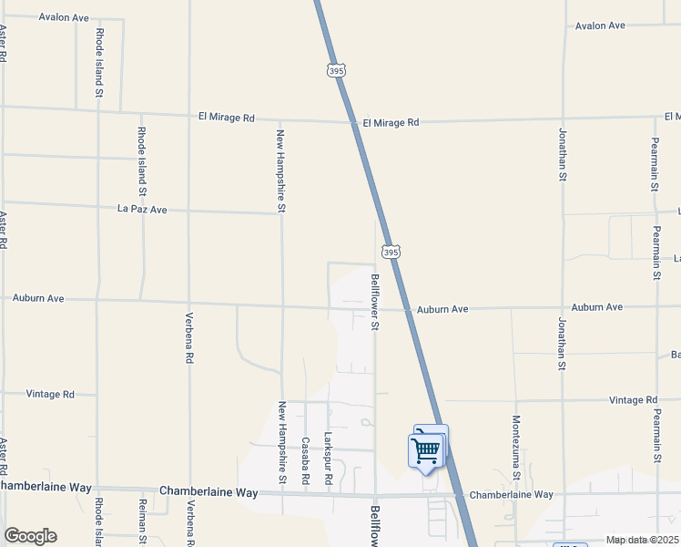 map of restaurants, bars, coffee shops, grocery stores, and more near Larkspur Road in Adelanto