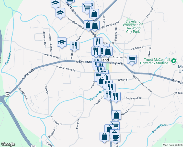 map of restaurants, bars, coffee shops, grocery stores, and more near 73 West Underwood Street in Cleveland