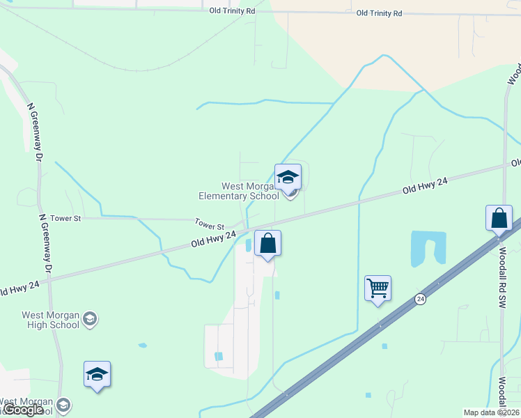 map of restaurants, bars, coffee shops, grocery stores, and more near 40 Tower Court in Trinity