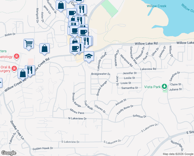 map of restaurants, bars, coffee shops, grocery stores, and more near 928 Bridgewater Drive in Prescott