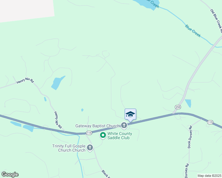 map of restaurants, bars, coffee shops, grocery stores, and more near Highland Forest Road in White County