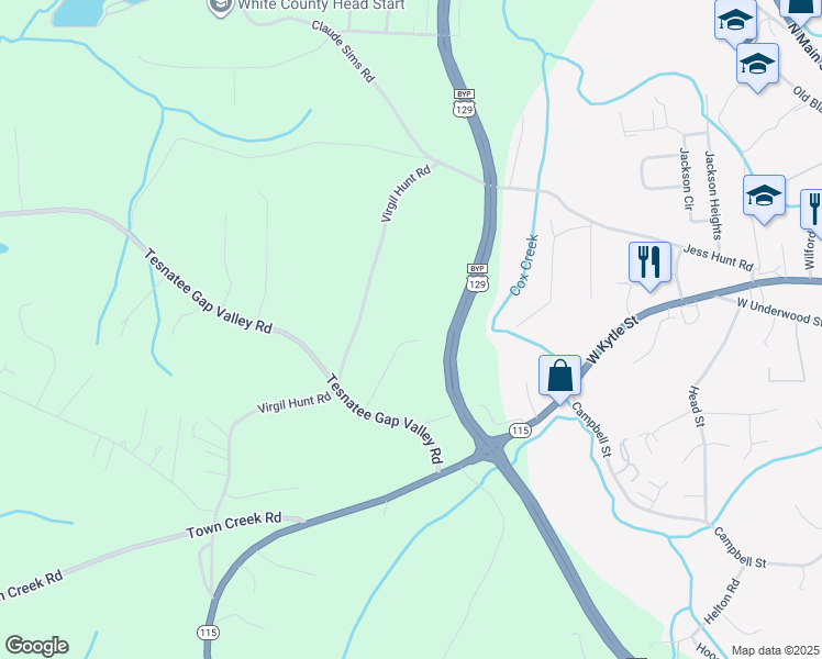 map of restaurants, bars, coffee shops, grocery stores, and more near 211 Frances Drive in Cleveland