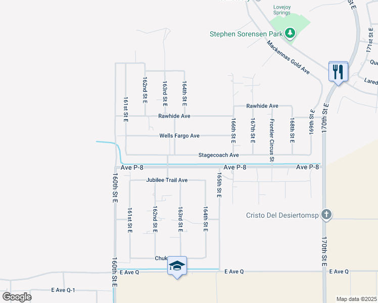 map of restaurants, bars, coffee shops, grocery stores, and more near 16435 Stagecoach Avenue in Lake Los Angeles
