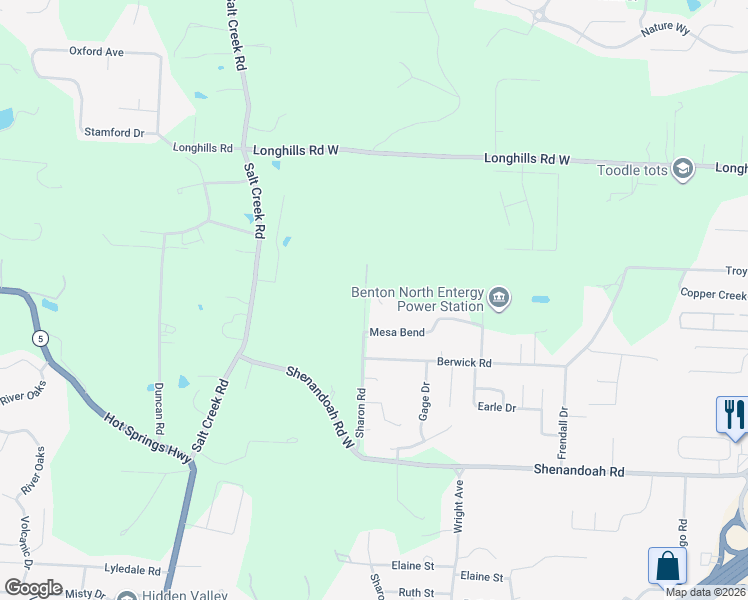 map of restaurants, bars, coffee shops, grocery stores, and more near 3323 Sharon Road in Benton