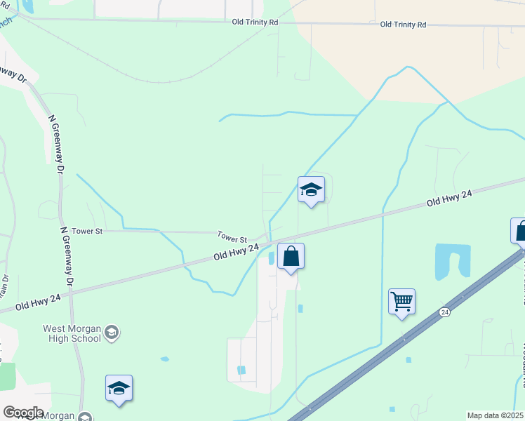 map of restaurants, bars, coffee shops, grocery stores, and more near Owensby Way in Trinity