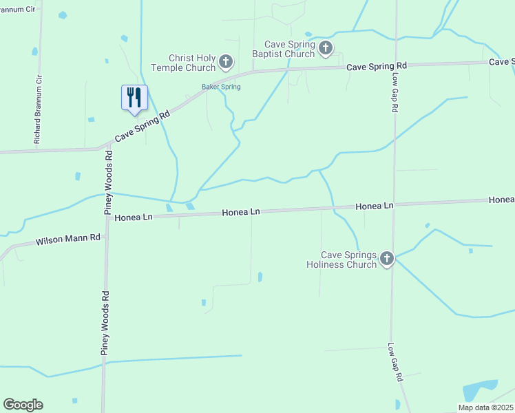 map of restaurants, bars, coffee shops, grocery stores, and more near 325 Honea Lane in Owens Cross Roads