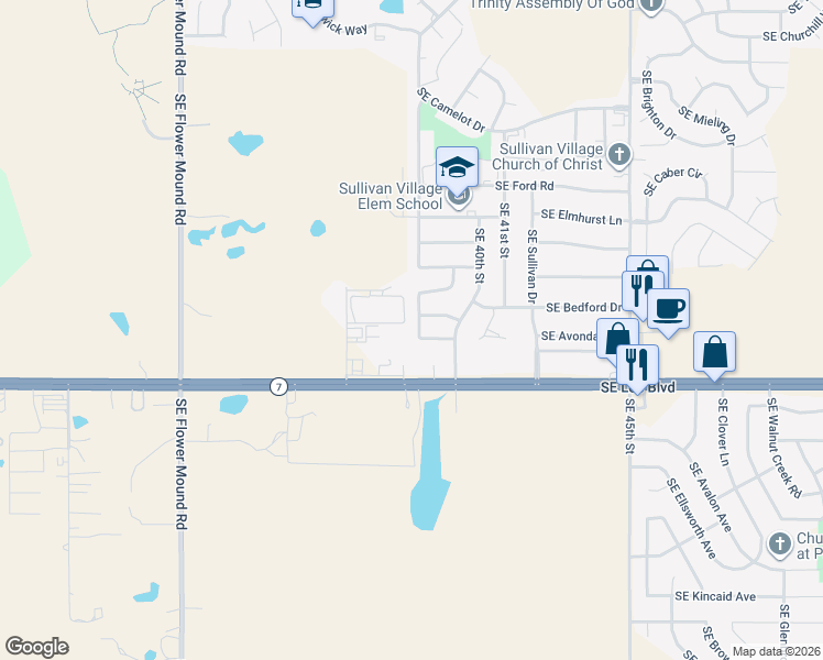 map of restaurants, bars, coffee shops, grocery stores, and more near 1106 Southeast Alta Lane in Lawton