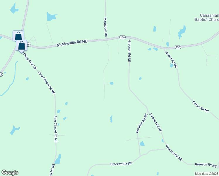 map of restaurants, bars, coffee shops, grocery stores, and more near 310 Brody Dr NE in Resaca