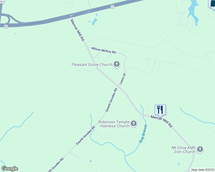map of restaurants, bars, coffee shops, grocery stores, and more near 2284 Mercer Mill Brown Marsh Road in Elizabethtown