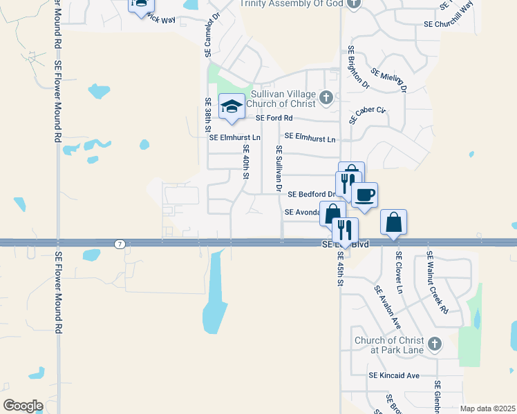 map of restaurants, bars, coffee shops, grocery stores, and more near 4039 Southeast Bedford Circle in Lawton