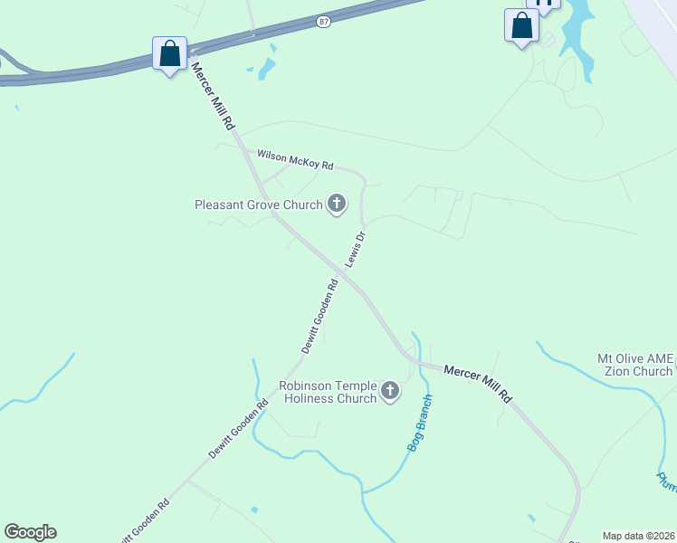 map of restaurants, bars, coffee shops, grocery stores, and more near 2350 Mercer Mill Brown Marsh Road in Elizabethtown