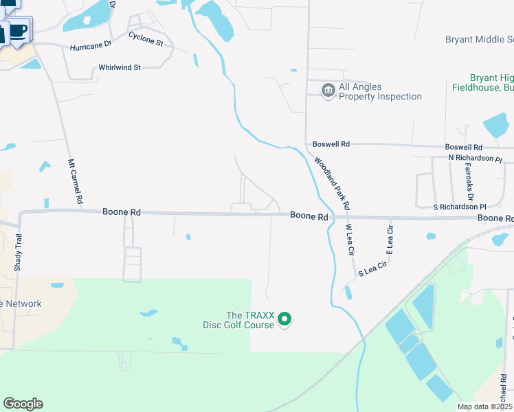 map of restaurants, bars, coffee shops, grocery stores, and more near 2500 Bellerive Avenue in Bryant