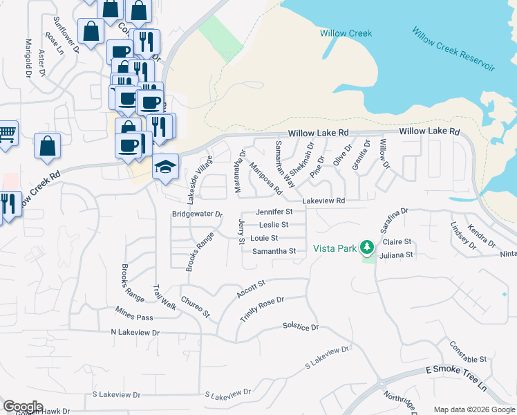 map of restaurants, bars, coffee shops, grocery stores, and more near 1190 Jennifer Street in Prescott
