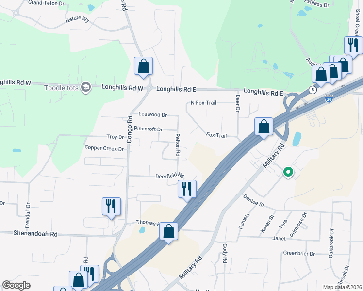 map of restaurants, bars, coffee shops, grocery stores, and more near 3421 Pelton Road in Benton