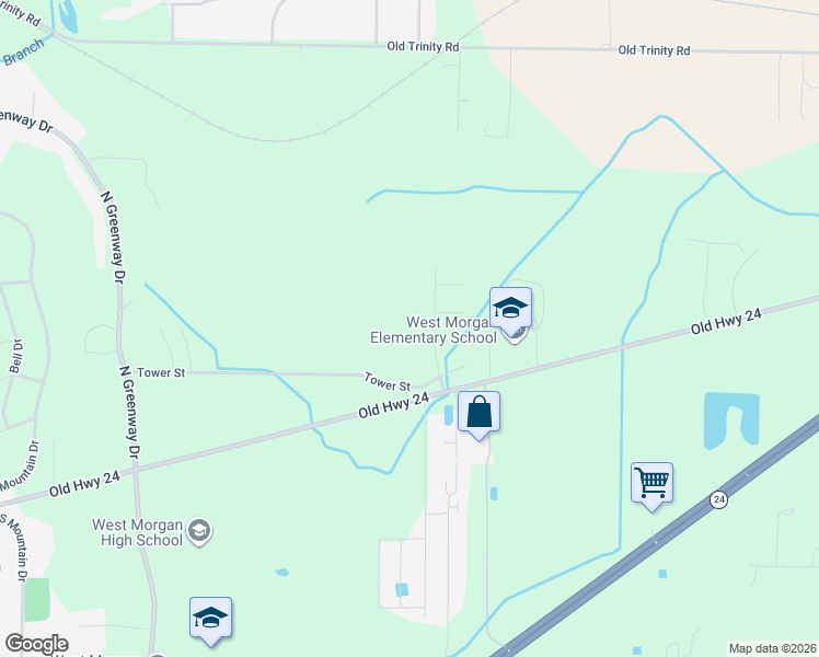 map of restaurants, bars, coffee shops, grocery stores, and more near 86 Owensby Way in Trinity