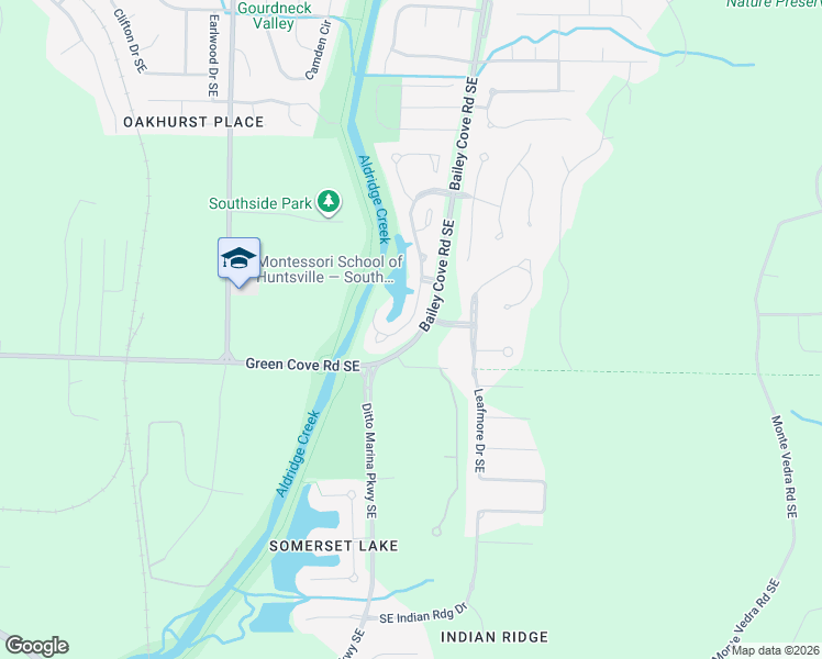 map of restaurants, bars, coffee shops, grocery stores, and more near 15057 Ashmont Boulevard Southeast in Huntsville