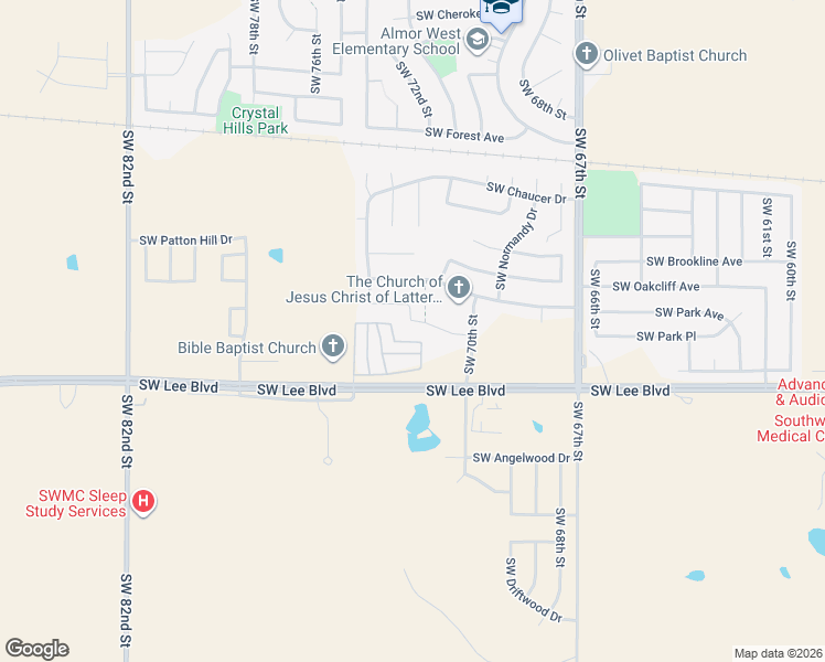 map of restaurants, bars, coffee shops, grocery stores, and more near 7014 Stradford Avenue in Lawton