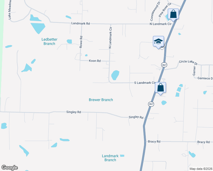 map of restaurants, bars, coffee shops, grocery stores, and more near 5116 South Landmark Circle in Little Rock