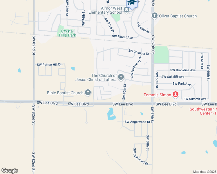 map of restaurants, bars, coffee shops, grocery stores, and more near 7204 Stradford Avenue in Lawton