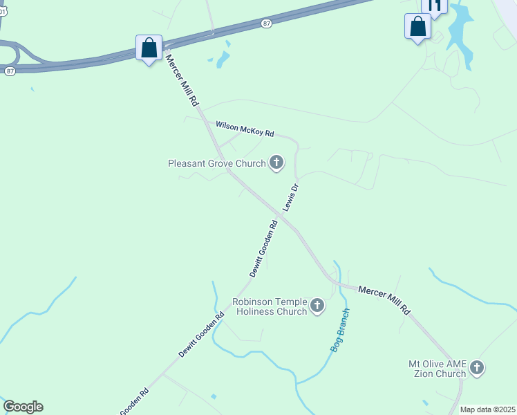 map of restaurants, bars, coffee shops, grocery stores, and more near 2284 Mercer Mill Brown Marsh Road in Elizabethtown