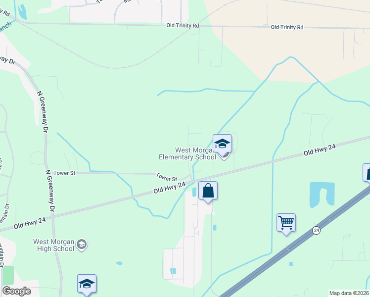 map of restaurants, bars, coffee shops, grocery stores, and more near 75 Owensby Way in Trinity